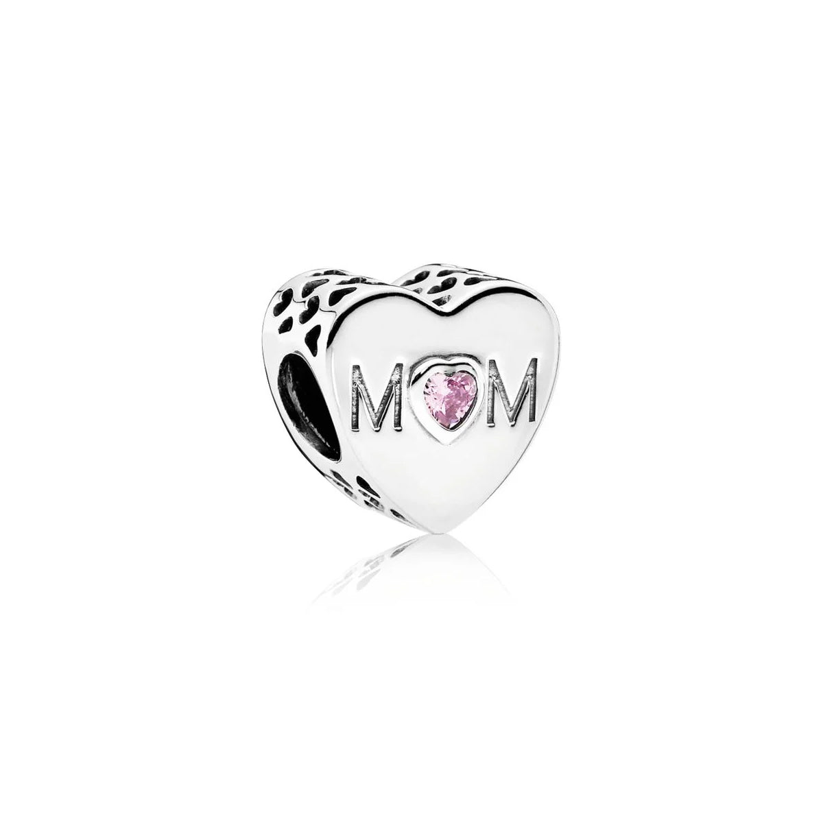 Pandora Moments Charm Mother Heart With Pink Cubic Zirconia