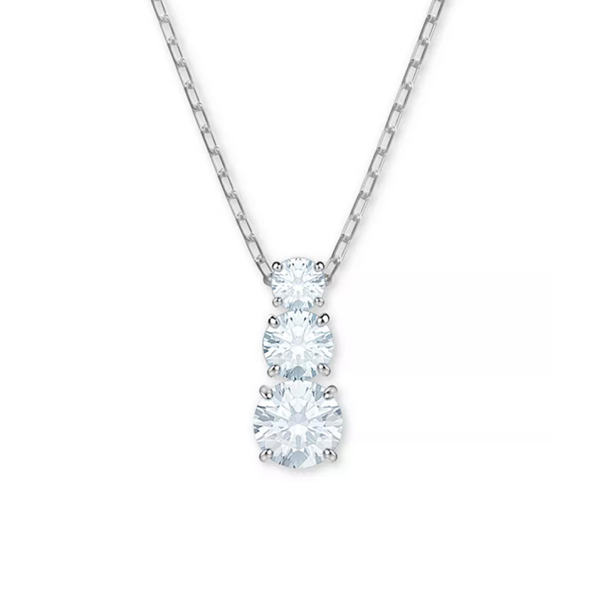 Swarovski Silver-Tone Triple-Crystal Pendant Necklace