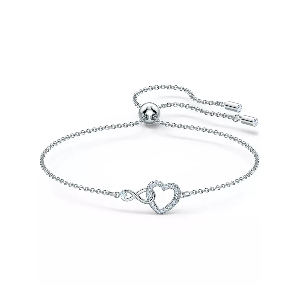 Swarovski Silver-Tone Crystal Heart & Infinity Symbol Slider Bracelet