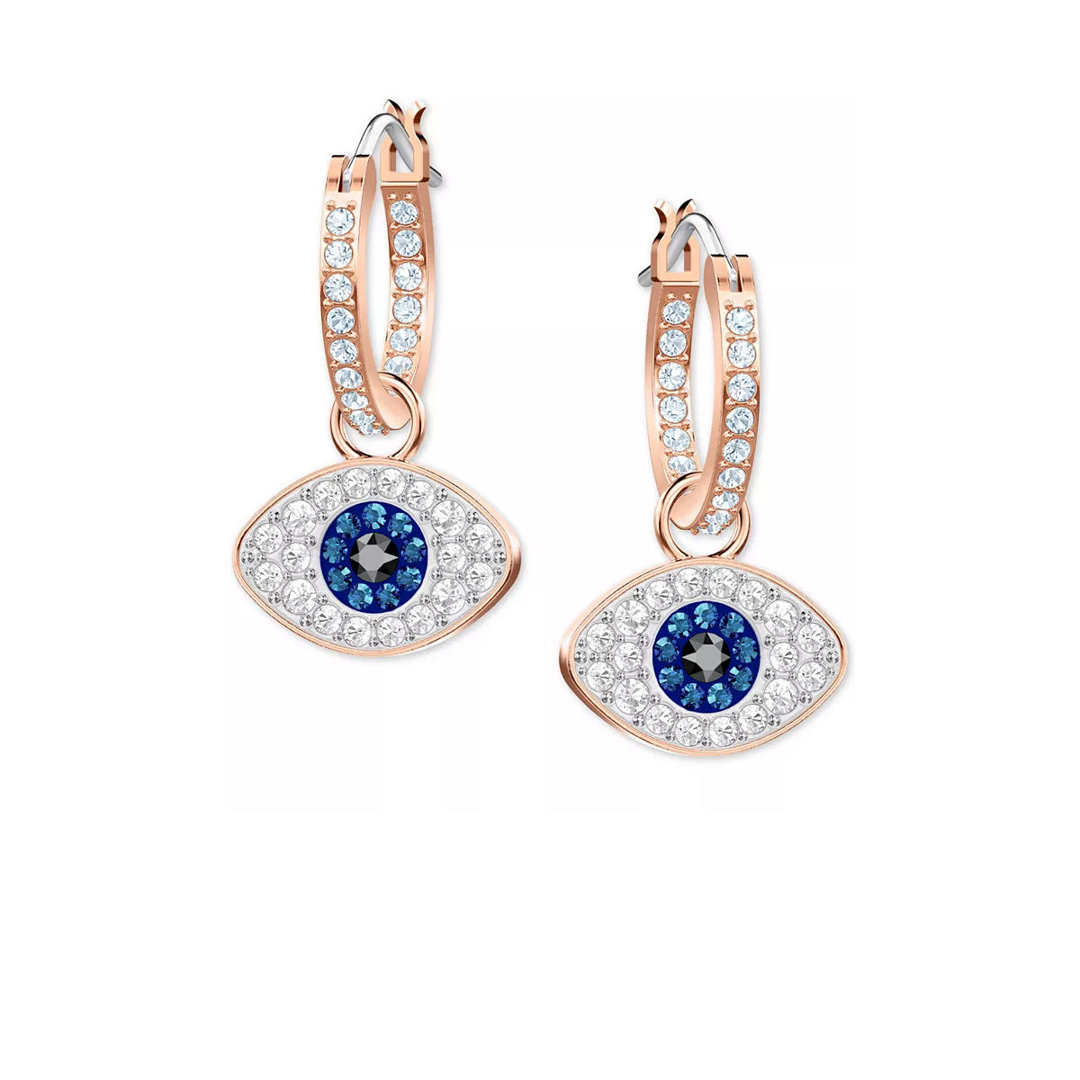 Swarovski Rose Gold-Tone Crystal Evil Eye Small Hoop Earrings